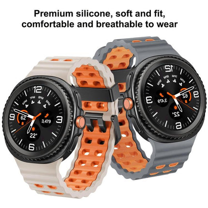 Ocean Style Quick Release Buckle Two Color Silicone Watch Band, For Samsung Galaxy Watch8 / Watch8 Classic - DealBuddy