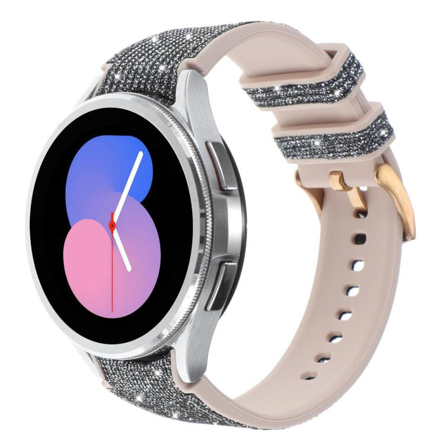 Glitter Silicone Hybrid Leather Watch Band, For Samsung Galaxy Watch 7 40 / 44mm - DealBuddy