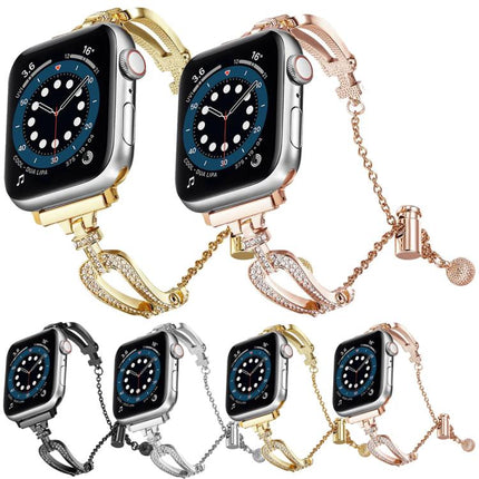 U-Shaped Diamond Bracelet Zinc Alloy Watch Band, For Apple Watch 46mm / 49mm / 45mm / 44mm, For Apple Watch 42mm / 41mm / 40mm / 38mm - DealBuddy
