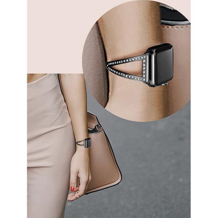 V-Shaped Diamond Zinc Alloy Watch Band, For Apple Watch 46mm / 49mm / 45mm / 44mm, For Apple Watch 42mm / 41mm / 40mm / 38mm - DealBuddy