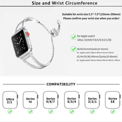 V-Shaped Diamond Zinc Alloy Watch Band, For Apple Watch 46mm / 49mm / 45mm / 44mm, For Apple Watch 42mm / 41mm / 40mm / 38mm - DealBuddy