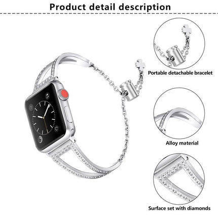 V-Shaped Diamond Zinc Alloy Watch Band, For Apple Watch 46mm / 49mm / 45mm / 44mm, For Apple Watch 42mm / 41mm / 40mm / 38mm - DealBuddy
