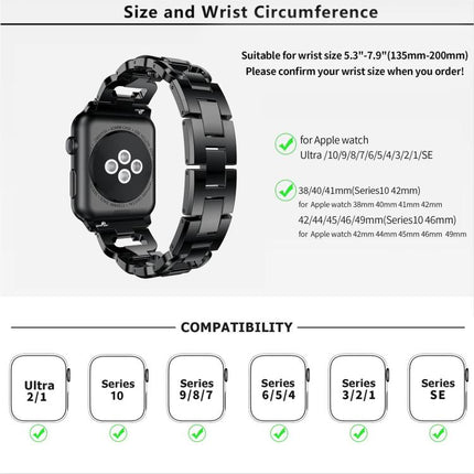 Square Diamond Zinc Alloy Watch Band, For Apple Watch 46mm / 49mm / 45mm / 44mm, For Apple Watch 42mm / 41mm / 40mm / 38mm - DealBuddy