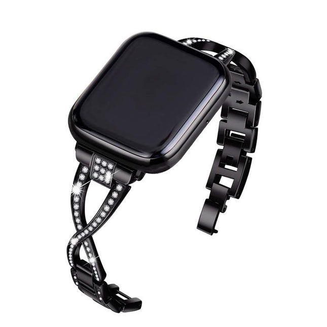 Crossed Diamond Zinc Alloy Watch Band, For Apple Watch 46mm / 49mm / 45mm / 44mm, For Apple Watch 42mm / 41mm / 40mm / 38mm - DealBuddy