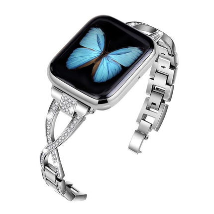 Crossed Diamond Zinc Alloy Watch Band, For Apple Watch 46mm / 49mm / 45mm / 44mm, For Apple Watch 42mm / 41mm / 40mm / 38mm - DealBuddy