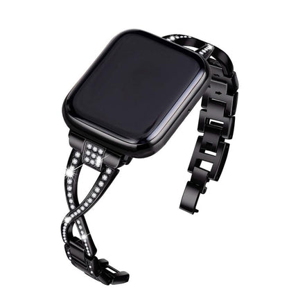 Crossed Diamond Zinc Alloy Watch Band, For Apple Watch 46mm / 49mm / 45mm / 44mm, For Apple Watch 42mm / 41mm / 40mm / 38mm - DealBuddy