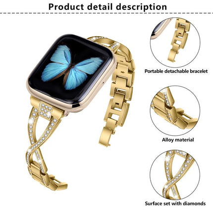 Crossed Diamond Zinc Alloy Watch Band, For Apple Watch 46mm / 49mm / 45mm / 44mm, For Apple Watch 42mm / 41mm / 40mm / 38mm - DealBuddy