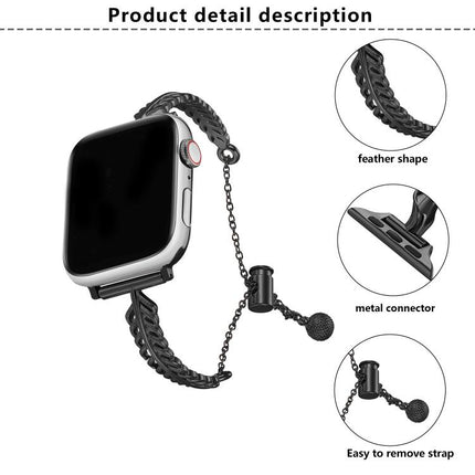 Metal Feather Copper Zinc Alloy Watch Band, For Apple Watch 46mm / 49mm / 45mm / 44mm, For Apple Watch 42mm / 41mm / 40mm / 38mm - DealBuddy
