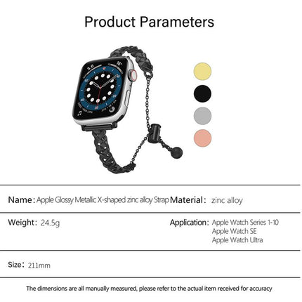 Braid Metal Glossy Zinc Alloy Watch Band, For Apple Watch 46mm / 49mm / 45mm / 44mm, For Apple Watch 42mm / 41mm / 40mm / 38mm - DealBuddy