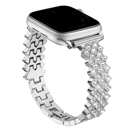 Rhombic Diamond Zinc Alloy Watch Band, For Apple Watch 46mm / 49mm / 45mm / 44mm, For Apple Watch 42mm / 41mm / 40mm / 38mm - DealBuddy