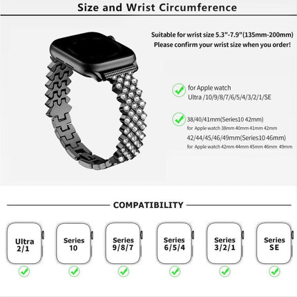 Rhombic Diamond Zinc Alloy Watch Band, For Apple Watch 46mm / 49mm / 45mm / 44mm, For Apple Watch 42mm / 41mm / 40mm / 38mm - DealBuddy