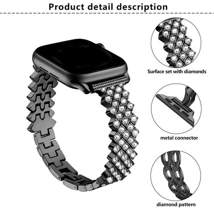 Rhombic Diamond Zinc Alloy Watch Band, For Apple Watch 46mm / 49mm / 45mm / 44mm, For Apple Watch 42mm / 41mm / 40mm / 38mm - DealBuddy