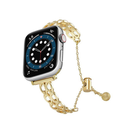 Double Ring Chain Zinc Alloy Watch Band, For Apple Watch 46mm / 49mm / 45mm / 44mm, For Apple Watch 42mm / 41mm / 40mm / 38mm - DealBuddy