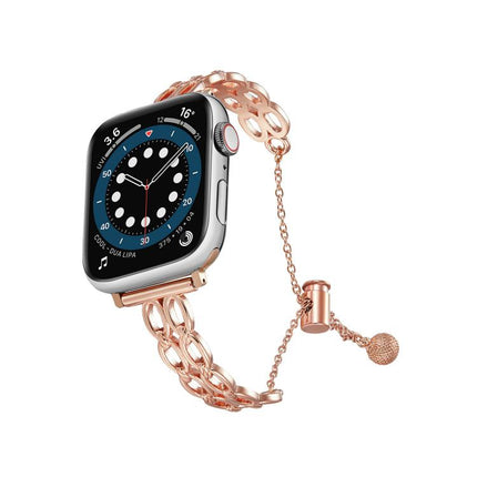 Double Ring Chain Zinc Alloy Watch Band, For Apple Watch 46mm / 49mm / 45mm / 44mm, For Apple Watch 42mm / 41mm / 40mm / 38mm - DealBuddy