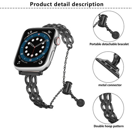 Double Ring Chain Zinc Alloy Watch Band, For Apple Watch 46mm / 49mm / 45mm / 44mm, For Apple Watch 42mm / 41mm / 40mm / 38mm - DealBuddy