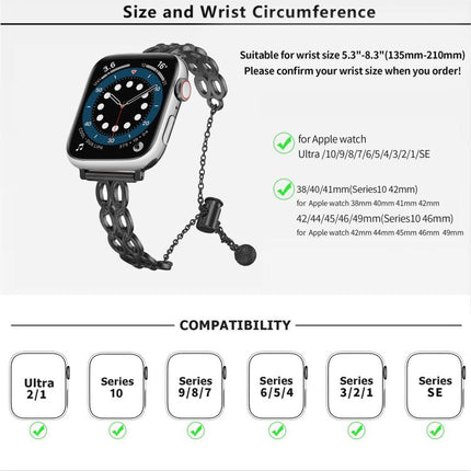 Double Ring Chain Zinc Alloy Watch Band, For Apple Watch 46mm / 49mm / 45mm / 44mm, For Apple Watch 42mm / 41mm / 40mm / 38mm - DealBuddy