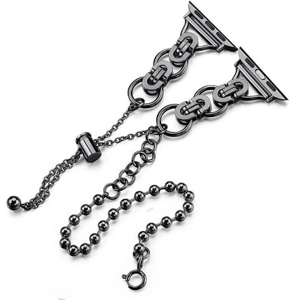 Double Circle Beaded Chain Zinc Alloy Watch Band