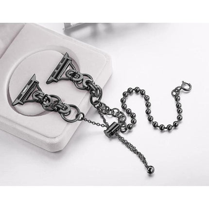 Double Circle Beaded Chain Zinc Alloy Watch Band