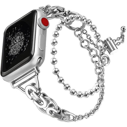 Double Circle Beaded Chain Zinc Alloy Watch Band, For Apple Watch 46mm / 49mm / 45mm / 44mm, For Apple Watch 42mm / 41mm / 40mm / 38mm - DealBuddy