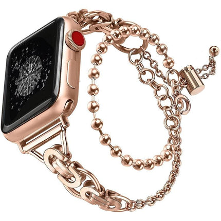 Double Circle Beaded Chain Zinc Alloy Watch Band, For Apple Watch 46mm / 49mm / 45mm / 44mm, For Apple Watch 42mm / 41mm / 40mm / 38mm - DealBuddy