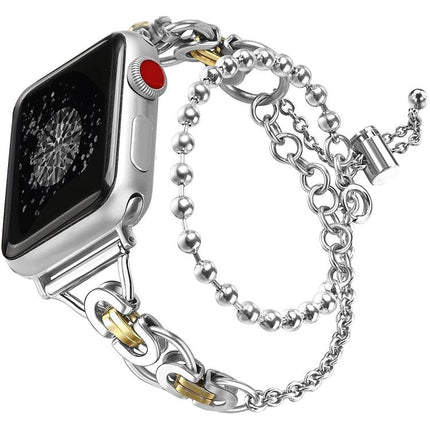 Double Circle Beaded Chain Zinc Alloy Watch Band
