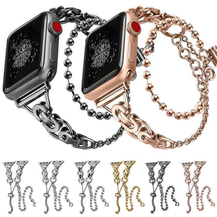Double Circle Beaded Chain Zinc Alloy Watch Band