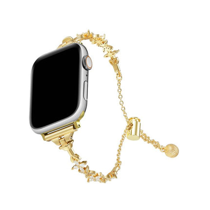Four Leaf Clover Diamond Zinc Alloy Watch Band, For Apple Watch 46mm / 49mm / 45mm / 44mm, For Apple Watch 42mm / 41mm / 40mm / 38mm - DealBuddy