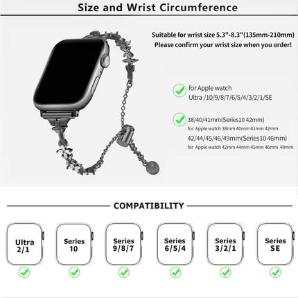 Four Leaf Clover Diamond Zinc Alloy Watch Band, For Apple Watch 46mm / 49mm / 45mm / 44mm, For Apple Watch 42mm / 41mm / 40mm / 38mm - DealBuddy