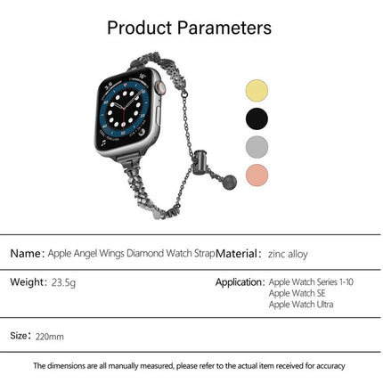 Wings Crushed Diamonds Zinc Alloy Watch Band, For Apple Watch 46mm / 49mm / 45mm / 44mm, For Apple Watch 42mm / 41mm / 40mm / 38mm - DealBuddy