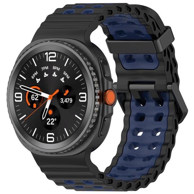 Marine Dual Buckle Two Color Silicone Watch Band
