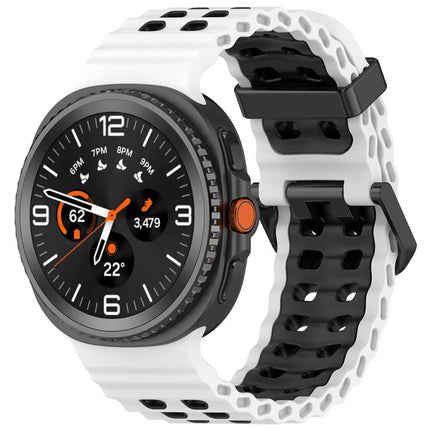 Marine Dual Buckle Two Color Silicone Watch Band, For Samsung Galaxy Watch8 / Watch8 Classic - DealBuddy