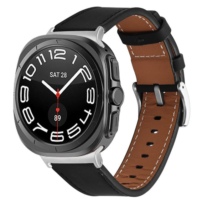 Silver Buckle Nappa Genuine Leather Watch Band, For Samsung Galaxy Watch Ultra 47mm / Ultra 2025 - DealBuddy