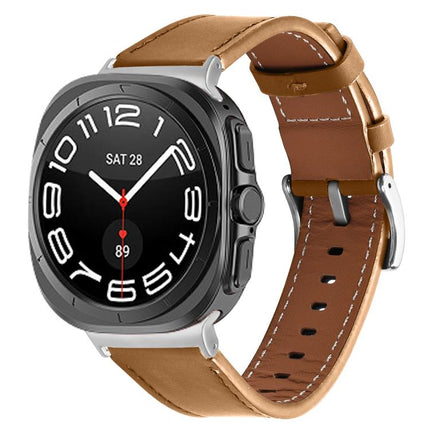 Silver Buckle Nappa Genuine Leather Watch Band, For Samsung Galaxy Watch Ultra 47mm / Ultra 2025 - DealBuddy