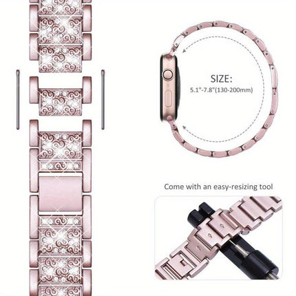 Triple Beads Diamond Metal Watch Band