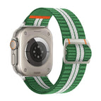 For Apple Watch 46mm / 49mm / 45mm / 44mm / Green White Stripe