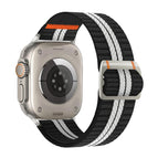 For Apple Watch 46mm / 49mm / 45mm / 44mm / Black White Stripe
