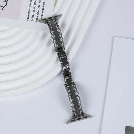 Lace Edged Diamond Alloy Metal Watch Band