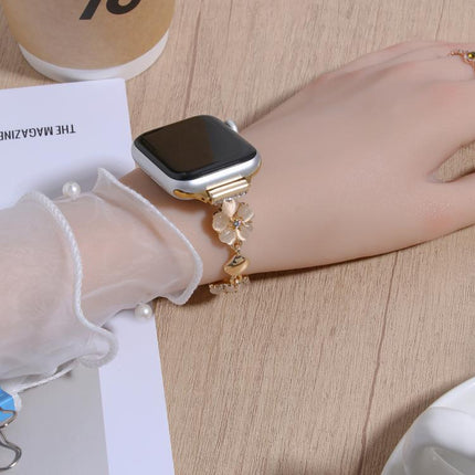 Four Leaf Clover Chain Alloy Watch Band, For Apple Watch 46mm / 49mm / 45mm / 44mm, For Apple Watch 42mm / 41mm / 40mm / 38mm - DealBuddy