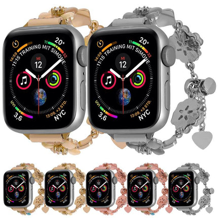 Four Leaf Clover Chain Alloy Watch Band, For Apple Watch 46mm / 49mm / 45mm / 44mm, For Apple Watch 42mm / 41mm / 40mm / 38mm - DealBuddy