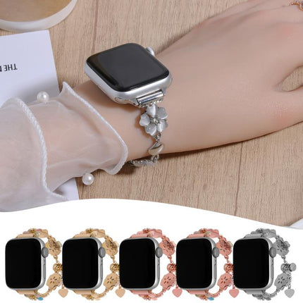 Four Leaf Clover Chain Alloy Watch Band, For Apple Watch 46mm / 49mm / 45mm / 44mm, For Apple Watch 42mm / 41mm / 40mm / 38mm - DealBuddy