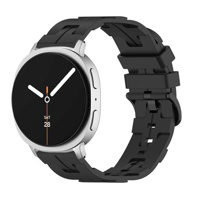 Black Buckle Round Tail Silicone Watch Band