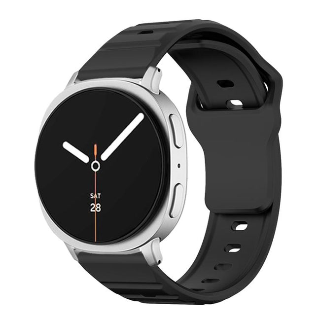 Wave Texture Stud Buckle Silicone Watch Band