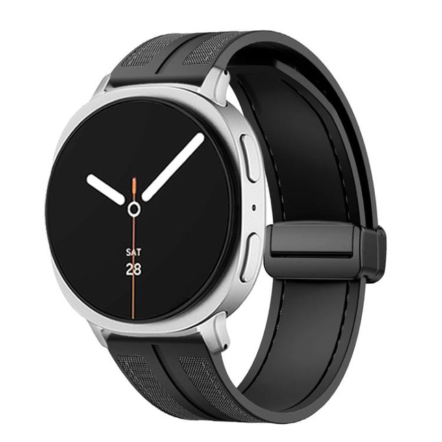 Fold Magnetic Buckle Hybrid Nylon Silicone Watch Band