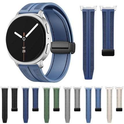 Fold Magnetic Buckle Hybrid Nylon Silicone Watch Band