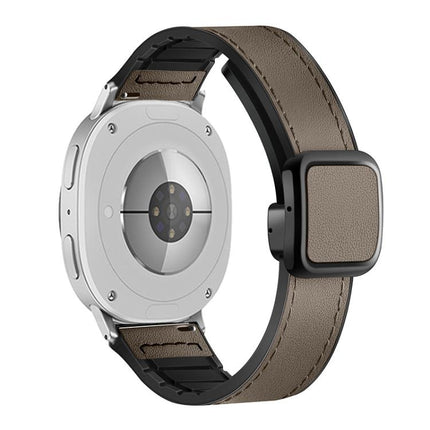Square Magnetic Buckle Leather Skin Silicone Watch Band