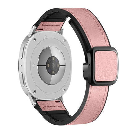 Square Magnetic Buckle Leather Skin Silicone Watch Band