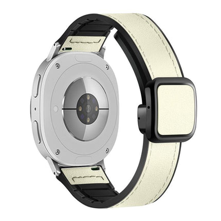 Square Magnetic Buckle Leather Skin Silicone Watch Band