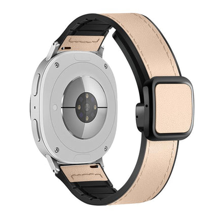 Square Magnetic Buckle Leather Skin Silicone Watch Band