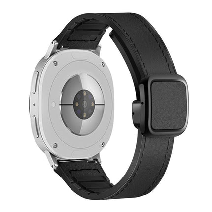 Square Magnetic Buckle Leather Skin Silicone Watch Band