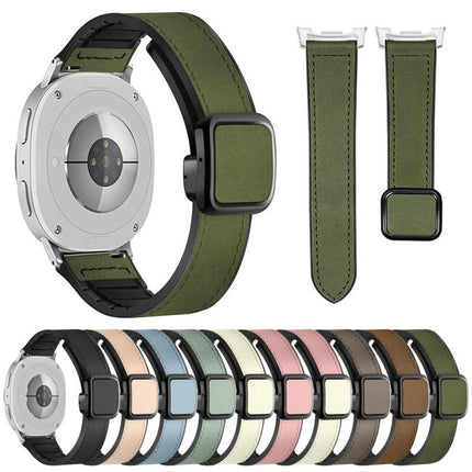 Square Magnetic Buckle Leather Skin Silicone Watch Band
